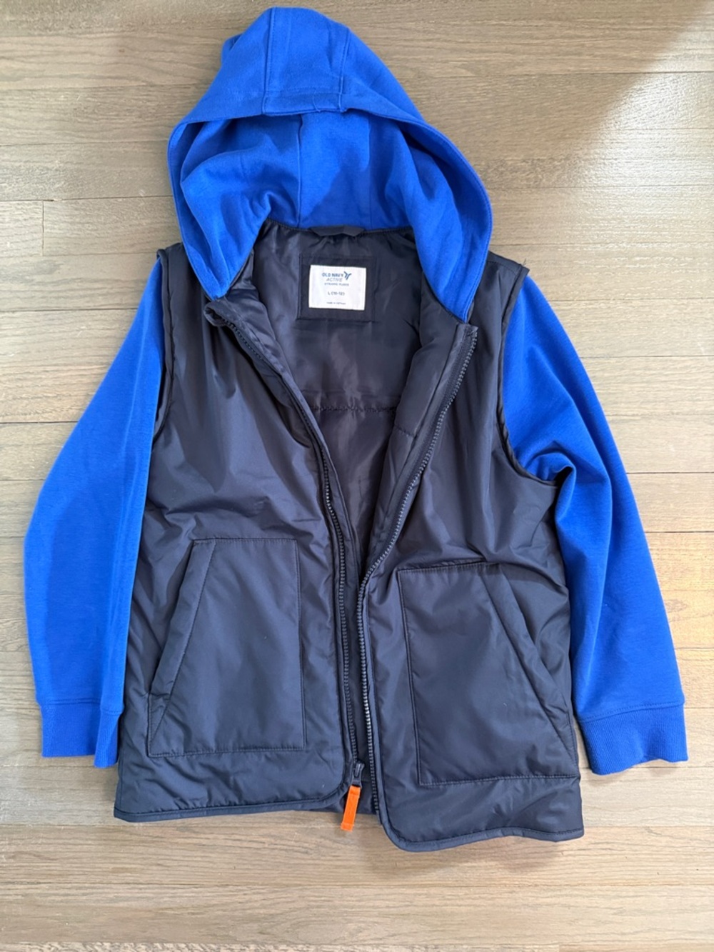 Boy’s Blue Quilted Mixed Media Jacket size L